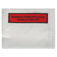Packing List Envelope, 4-1/2" L x 5-1/2" W, Backloading Style Cintas