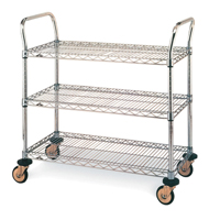 Standard-Duty Utility Cart With Wire Shelves, Chrome Plated, 24" x 39" x 36", 375 lbs. Capacity Cintas