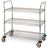 Standard-Duty Utility Carts, Stainless Steel, 18" x 39" x 30", 500 lbs. Capacity Cintas