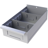Interlok Boltless Shelving Shelf Box, Steel, 5-5/8" W x 15" D x 2-3/4" H, Light Grey Cintas