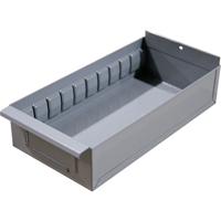 Interlok Boltless Shelving Shelf Box, Steel, 5-5/8" W x 15" D x 2-3/4" H, Light Grey Cintas