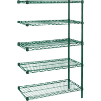 &eacute;tag&egrave;res robustes en treillis m&eacute;tallique au fini &eacute;poxy vert, Ensemble de Ajout, 5 Tablettes, 36" la x 86" h x 24" p Cintas
