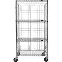 Enclosed Wire Shelf Cart, Chrome Plated, 36" x 69" x 18", 800 lbs. Capacity Cintas