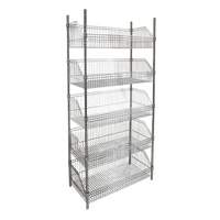 Wire Basket Shelving Unit, 5 Tiers, 48" W x 74" H x 24" D Cintas