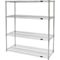 Heavy-Duty Chromate Wire Shelving, 4 Tiers, 36" W x 54" H x 24" D Cintas