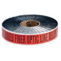 Ruban d'avertissement de danger souterrain Fiber Optic Line Identoline, 2" la x 1000' lo, Noir/orange Cintas