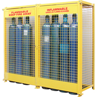 Gas Cylinder Cabinets, 20 Cylinder Capacity, 88" W x 30" D x 74" H, Yellow Cintas