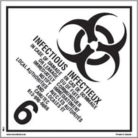TDG Shipping Labels, Class 6.2, Infectious Substances, Paper Cintas