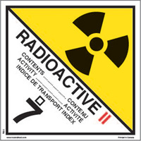 TDG Shipping Labels, Class 7, Radioactive II, Paper Cintas