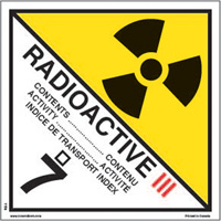 TDG Shipping Labels, Class 7, Radioactive III, Paper Cintas