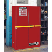 Armoire de rangement haute s&eacute;curit&eacute; avec barre en acier pour produits inflammables, 45 gal., 2 tablettes Cintas