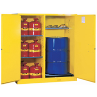 Armoires Sure-Grip EX s&eacute;curitaires &agrave; double fonction, Capacit&eacute; de 115 gal. US, 13 barils, Jaune Cintas