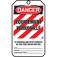 &eacute;tiquettes de s&eacute;curit&eacute; - Verrouillage, Papier cartonn&eacute;, 3-1/8" la x 5-7/8" h, Français Cintas