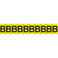 Rep&egrave;res adh&eacute;sifs &agrave; lettres individuelles, B, 1" h, Noir sur jaune Cintas