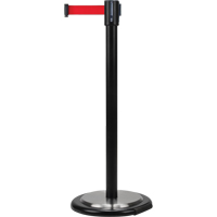 Free-Standing Crowd Control Barrier, Steel, 35" H, Red Tape, 12' Tape Length Cintas