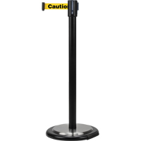 Free-Standing Crowd Control Barrier, Steel, 35" H, Yellow Tape, 7' Tape Length Cintas