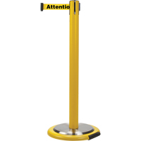 Free-Standing Crowd Control Barrier, Steel, 35" H, Yellow Tape, 7' Tape Length Cintas