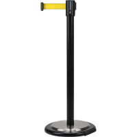 Free-Standing Crowd Control Barrier, Steel, 35" H, Yellow Tape, 7' Tape Length Cintas