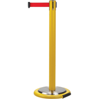 Free-Standing Crowd Control Barrier, Steel, 35" H, Red Tape, 12' Tape Length Cintas
