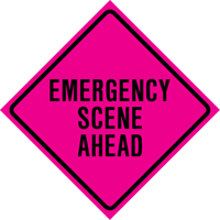 Enseigne enroulable de circulation  Emergency Scene Ahead , 36" x 36", Vinyle, Anglais Cintas