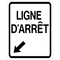 Enseigne enroulable de circulation  Ligne d'Arr&ecirc;t , 23-3/5" x 29-1/2", Vinyle, Français avec pictogramme Cintas