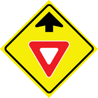 Enseigne enroulable de circulation  Yield Ahead , 36" x 36", Vinyle, Pictogramme Cintas