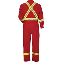 Flame-Resistant Deluxe Coveralls with Reflective Trim, Size 38, Red, 5.6 cal/cm² Cintas