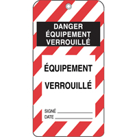 &eacute;tiquettes de verrouillage, Plastique, 3" la x 5-3/4" h, Français Cintas
