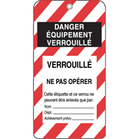 &eacute;tiquettes de verrouillage, Plastique, 3" la x 5-3/4" h, Français Cintas