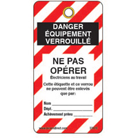 &eacute;tiquettes de verrouillage, Plastique, 3" la x 5-3/4" h, Français Cintas