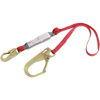 PRO Shock Absorbing Lanyards, 6', Gate Hook Center, Snap Hook Leg Ends, Polyester Cintas