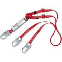 PRO Shock-Absorbing Lanyard, 6', Snap Hook Center, Snap Hook Leg Ends, Polyester Cintas