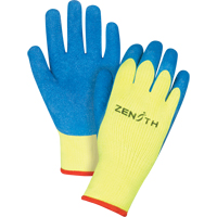 High Visibility Coated Gloves, 9/Large, Rubber Latex Coating, 7 Gauge, Terry Shell Cintas