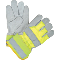 Yellow High-Visibility Winter-Lined Fitters Gloves, Large, Split Cowhide Palm, Thinsulate Inner Lining Cintas