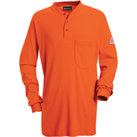 Flame-Resistant Long Sleeve Tagless Henley Shirts, Small, Orange Cintas