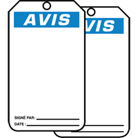 Safety Tags, Plastic, 3-1/8" W x 5-7/8" H, French Cintas