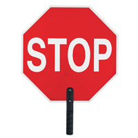 Panneau de signalisation  Stop , 18" x 18", Plastique, Anglais avec pictogramme Cintas