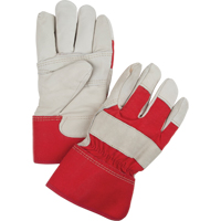 Red & White Winter-Lined Fitters Gloves, Large, Grain Cowhide Palm, Boa Inner Lining Cintas