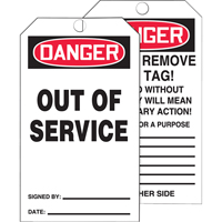Tags By-The-Roll Safety Tags, Cardstock, 3" W x 6-1/4" H, English Cintas