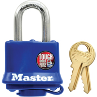 Cadenas r&eacute;sistant aux intemp&eacute;ries, Bleu, Cl&eacute;s diff&eacute;rentes, Acier lamin&eacute;, Largeur de 1-9/16" Cintas