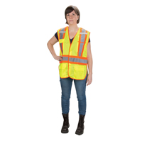 CSA Compliant High Visibility Surveyor Vest, High Visibility Lime-Yellow, Medium, Polyester Cintas