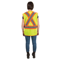CSA Compliant High Visibility Surveyor Vest, High Visibility Lime-Yellow, Medium, Polyester Cintas