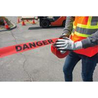"Danger" Barricade Tape, Bilingual, 3" W x 1000' L, 1.5 mils, Black on Red Cintas