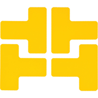Floor Corner Marks, T, 5" L x 2" W, Yellow, Polyester Cintas