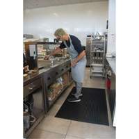 Anti-Fatigue Matting, Slotted, 3' x 5' x 7/8", Black, Natural Rubber Cintas