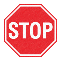 Panneau de signalisation au sol  Stop , Adh&eacute;sif, Anglais avec pictogramme Cintas
