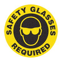 Panneau de signalisation au sol  Safety Glasses , Adh&eacute;sif, Anglais avec pictogramme Cintas