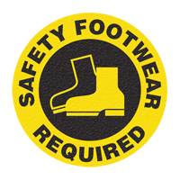 Panneau de signalisation au sol  Safety Footwear , Adh&eacute;sif, Anglais avec pictogramme Cintas