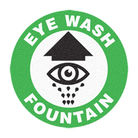 Panneau de signalisation au sol  Eye Wash Fountain , Adh&eacute;sif, Anglais avec pictogramme Cintas