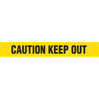 Barricade Tape, English, 3" W x 1000' L, 2 mils, Black on Yellow Cintas